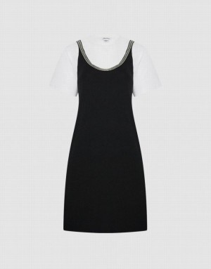 Urban Revivo 2 In 1 Women's Knitted Dress Black | UKZVTAM-07