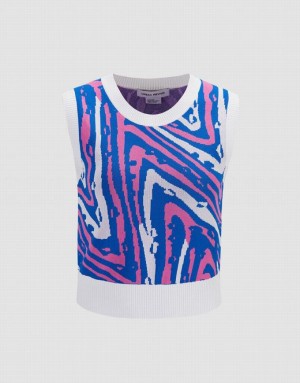 Urban Revivo Abstract Pattern Knitted Women's Tank Top Multicolor | BHVLPXD-21