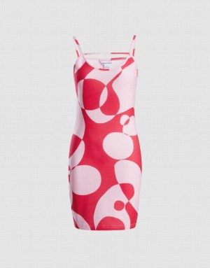 Urban Revivo Abstract Print Bodycon Cami Women's Dress Pink | ZTEXCMQ-37