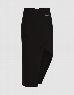 Urban Revivo Asymmetric Straight Women's Skirts Black | ZUHNRCW-68