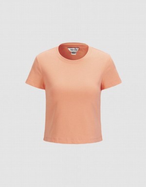 Urban Revivo Basic Fitted Women's T-Shirts Coral | RZCWDUY-16