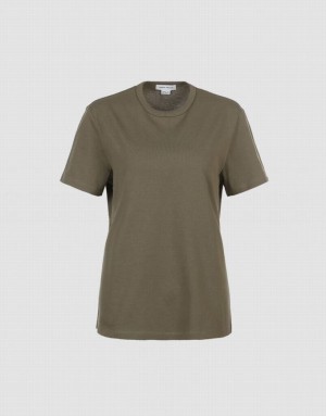 Urban Revivo Basic Regular Women's T-Shirts Olive | SQMVZPG-78