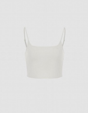 Urban Revivo Basic U Neck Women's Camisole White | MZNTHIK-46