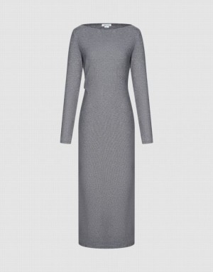 Urban Revivo Boat Neck Straight Women's Dress Grey | BYMVWFX-34