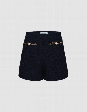 Urban Revivo Boucle Sequin Detail Women's Shorts Black | HALZWRM-51