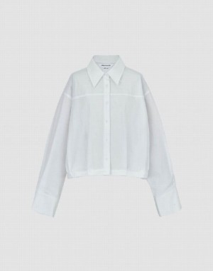 Urban Revivo Button Up Balloon Women's Shirts White | KHREAVS-83