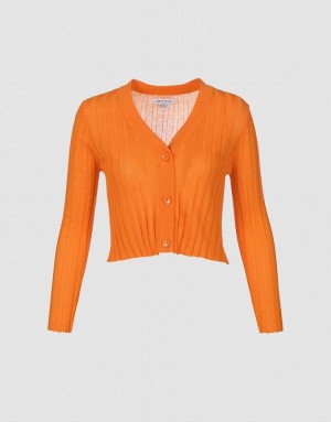 Urban Revivo Button Up Fitted Women's Cardigan Coral | FYWPJHS-75