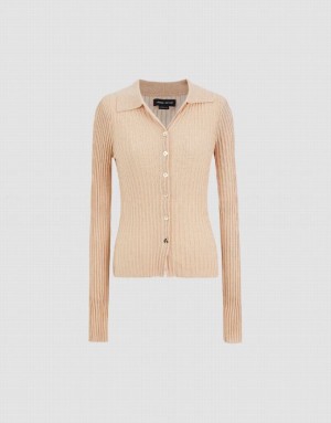 Urban Revivo Button Up Knitted Women's Cardigan Khaki | IMAZNLP-92