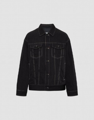 Urban Revivo Button Up Loose Men's Jacket Black | PYVCSXU-29