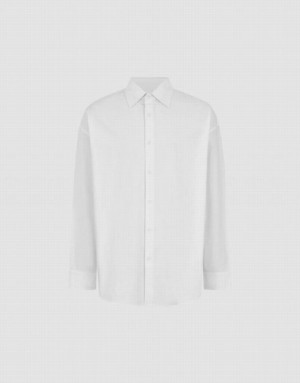 Urban Revivo Button Up Loose Men's Shirts White | LTUHDNJ-86