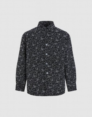 Urban Revivo Button Up Printed Men's Jacket Black | PRXGWTD-58