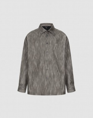 Urban Revivo Button Up Printed Men's Shirts Grey | LJATQPU-76