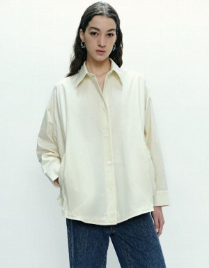 Urban Revivo Button Up Straight Women's Jacket White | BKZFULI-38