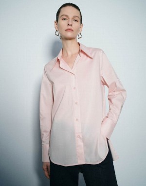 Urban Revivo Button Up Straight Women's Shirts Pink | CZBEIFT-48