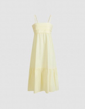 Urban Revivo Cami Ruffle Hem Midi Women's Midi Dress Yellow | GNWHBYI-15