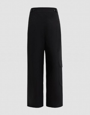 Urban Revivo Capri Wide-Leg Women's Pants Black | JVYRZMD-30