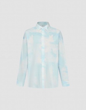 Urban Revivo Cloud Printed Loose Men's Shirts Multicolor | UEBCVZQ-74