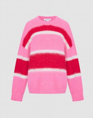 Urban Revivo Color Block Women's Sweaters Red / Pink | KFHXRAT-15