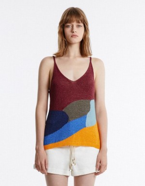 Urban Revivo Colorblock Knitted Women's Camisole Multicolor | QWVAJXF-85