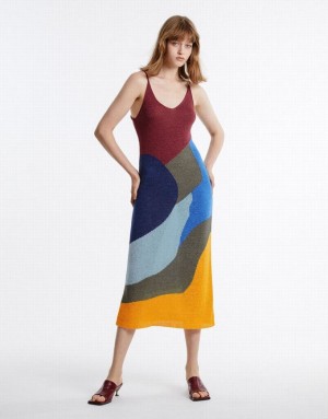 Urban Revivo Colorblock Women's Knitted Dress Multicolor | LIGBKAE-54