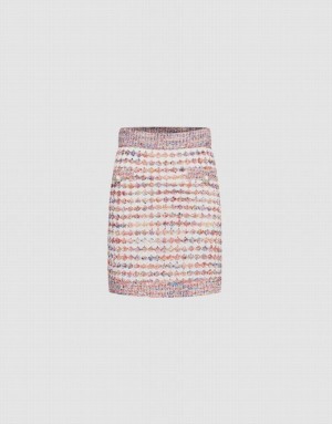 Urban Revivo Contrast Trim Colorful Tweed Knitted Women's Skirts Multicolor | LGRWTFB-56