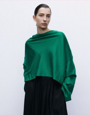 Urban Revivo Cowl Neck Overhead Women's Blouse Green | NABKOZT-65