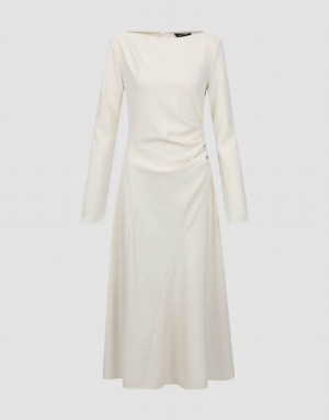 Urban Revivo Crew Neck A-Line Women's Dress White | PSHLGYT-47