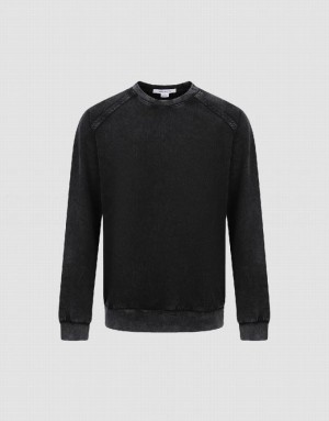 Urban Revivo Crew Neck Loose Men's Sweatshirts Black | ECBWTLZ-31