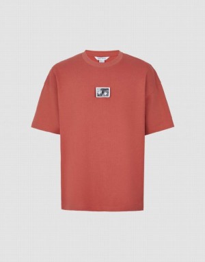 Urban Revivo Crew Neck Loose Men's T-Shirts Red | RYTMBKJ-90