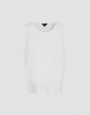 Urban Revivo Crew Neck Loose Men's Tank Top White | QYJVTXK-73