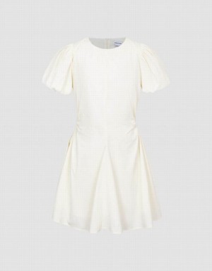 Urban Revivo Crew Neck Skater Women's Short Dress White | NKRTXBJ-49