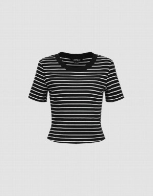 Urban Revivo Crew Neck Skinny Women's T-Shirts Stripes | CIOJKBH-41