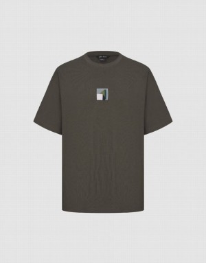 Urban Revivo Crew Neck Straight Men's T-Shirts Coffee | QCOVBAH-54