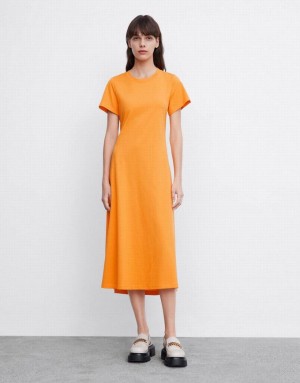 Urban Revivo Cut Out Back Midi Women's Midi Dress Apricot | IRDAPEG-91