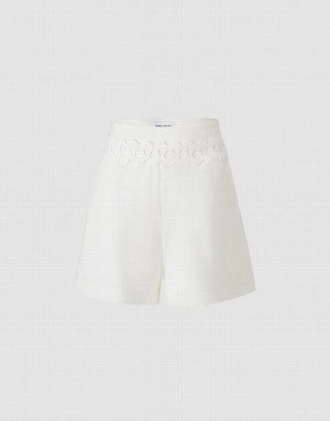 Urban Revivo Cut Out High Waist Women's Shorts White | WBISAFV-14