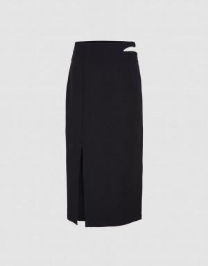 Urban Revivo Cut Out Split Hem Women's Skirts Black | TZUCDBH-45