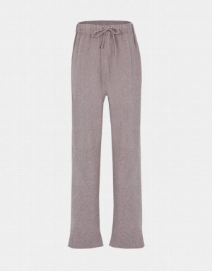 Urban Revivo Drawstring Straight Leg Knit Women's Pants Light Grey | KEFVMXS-86