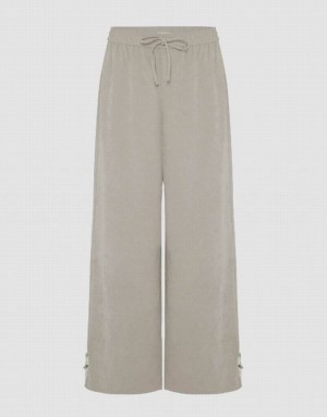 Urban Revivo Drawstring Waist Knitted Wide-Leg Women's Pants Grey | HVXCMUK-26