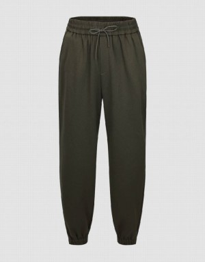 Urban Revivo Drawstring Waist Men's Joggers Green | ISHPXOG-13