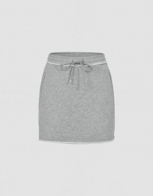 Urban Revivo Drawstring Waist Mini Straight Women's Skirts Grey | DXNWOYE-21