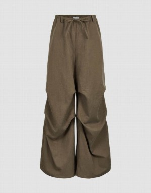 Urban Revivo Drawstring Waist Wide-Leg Women's Pants Coffee | BZKIMHT-75