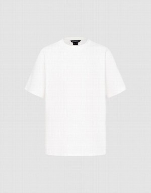 Urban Revivo Drop Shoulder Sleeve Crew Neck Men's T-Shirts White | ODFPAMQ-51