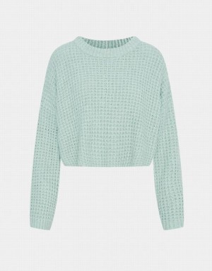 Urban Revivo Drop Shoulder Cropped Women's Sweaters Mint | WGLUAOB-04