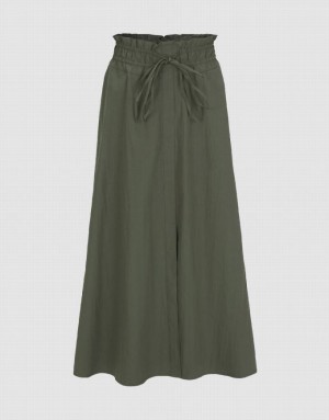 Urban Revivo Elastic Waist A-Line Women's Skirts Green | EBWRMOL-71