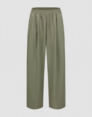 Urban Revivo Elastic Waist Carrot Fit Women's Pants Green | OEWYFZS-98