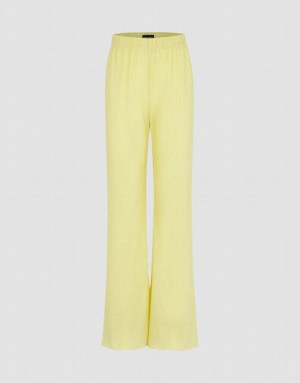 Urban Revivo Elastic Waist Knitted Flare Women's Pants Yellow | LUWRAPT-47