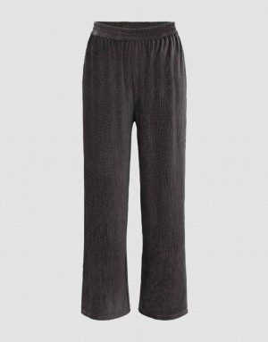 Urban Revivo Elastic Waist Knitted Straight Women's Pants Dark Brown | IDSOCGW-47