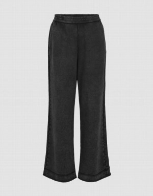 Urban Revivo Elastic Waist Knitted Wide-Leg Women's Pants Dark Grey | FGTXKYE-31