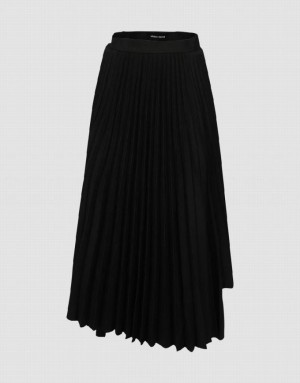 Urban Revivo Elastic Waist Midi A-Line Women's Skirts Black | WBDHVEC-91