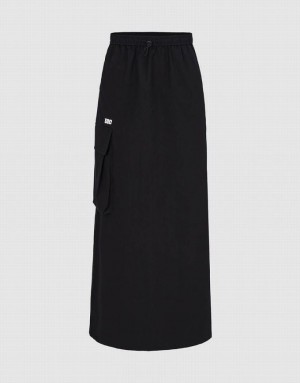 Urban Revivo Elastic Waist Midi Straight Women's Skirts Black | TQKGVEJ-48